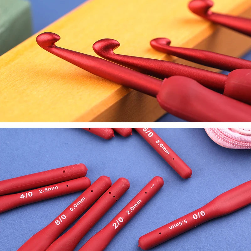 Fenrry 9PCS Red Crochet Hook Ergonomic Handle for Arthritic Hands