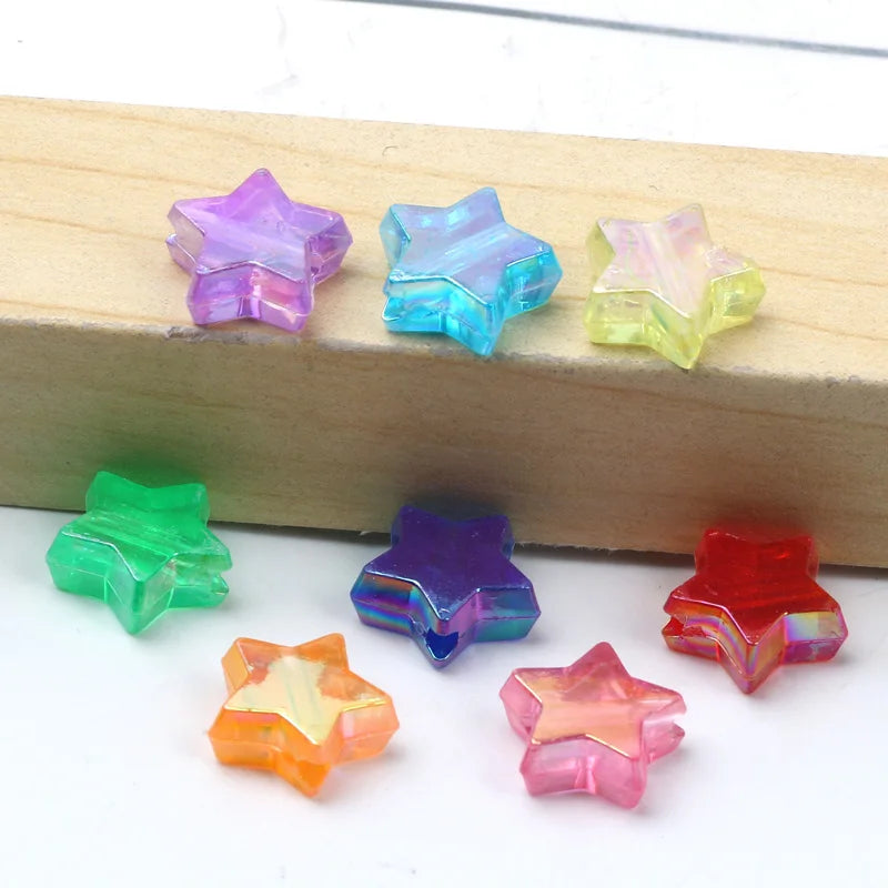 50pcs Transparent AB Color Five-pointed Star Acrylic Beads Loose