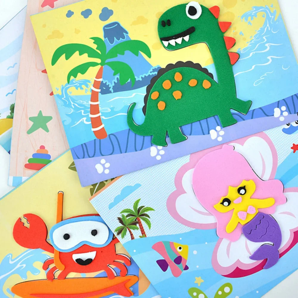 10Pcs 3D EVA Foam Sticker Puzzle Game DIY Cartoon Animal Craft Toys