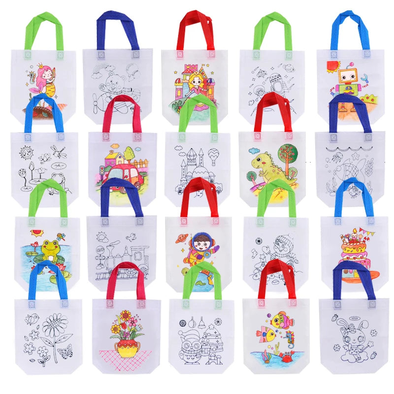DIY Graffiti Bags with Coloring Marker Painting Non-Woven Gift Bags
