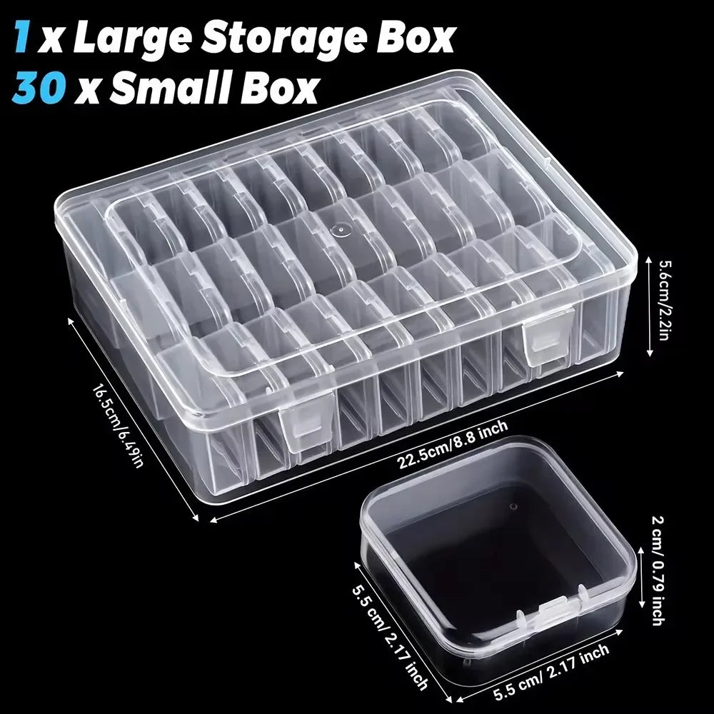 12/24/30Pcs Portable Organizer Box Small Clear Plastic Bead Storage