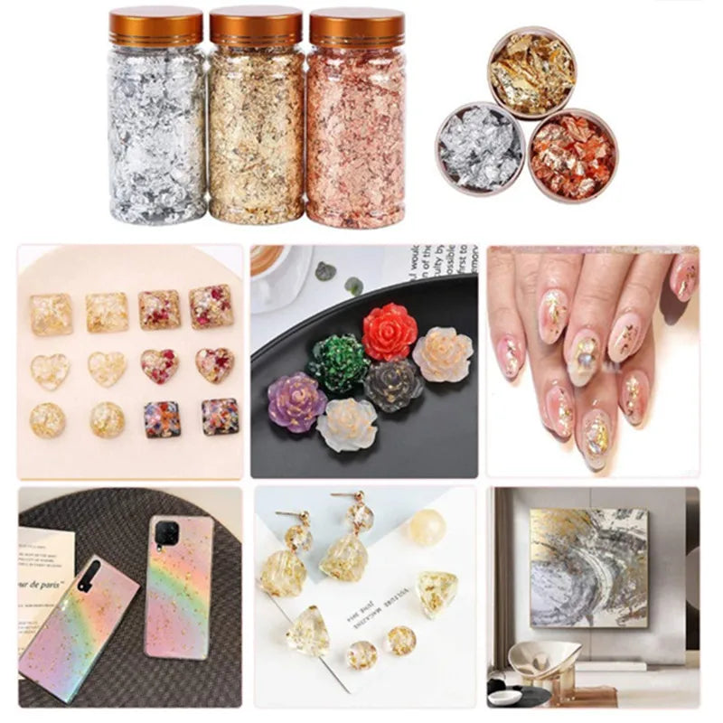 Golden Silvery Foil Decorative Paper Resin Mold Fillings Resin Jewelry