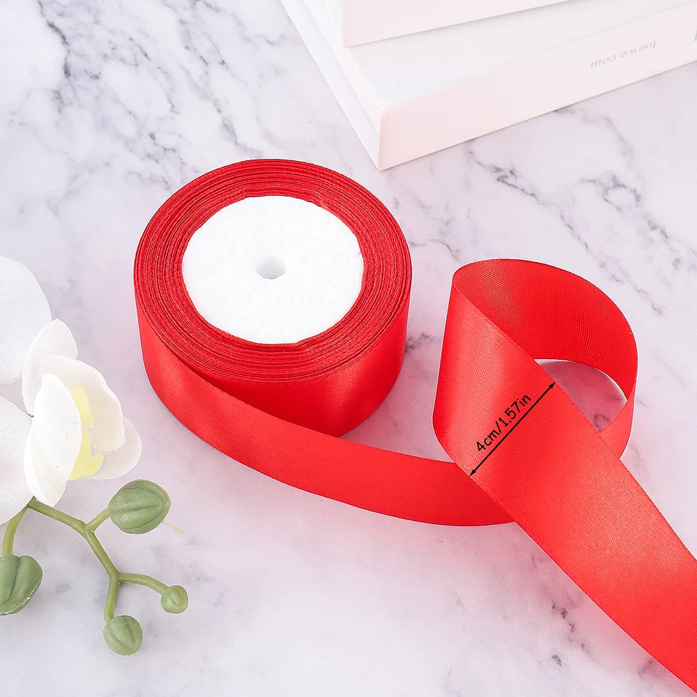 25yards/roll 4cm Satin Ribbon for Gift Wrapping Bows Making Floral