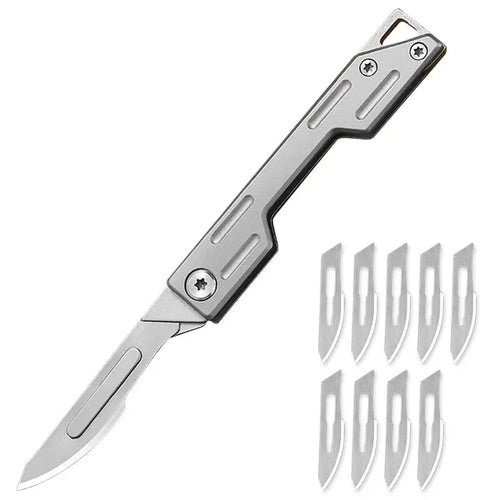 Folding Knife Stainless Steel Pocket Knife With 9 Replaceable Blades,