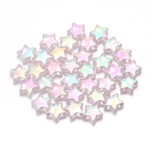 100Pcs/Lot AB Color Acrylic Star Beads Loose Spacer Charms Bead for