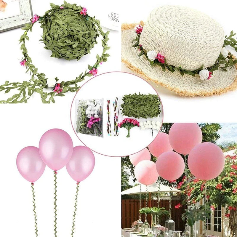 10Meter Silk Leaf-Shaped Handmake Artificial green Leaves For Wedding