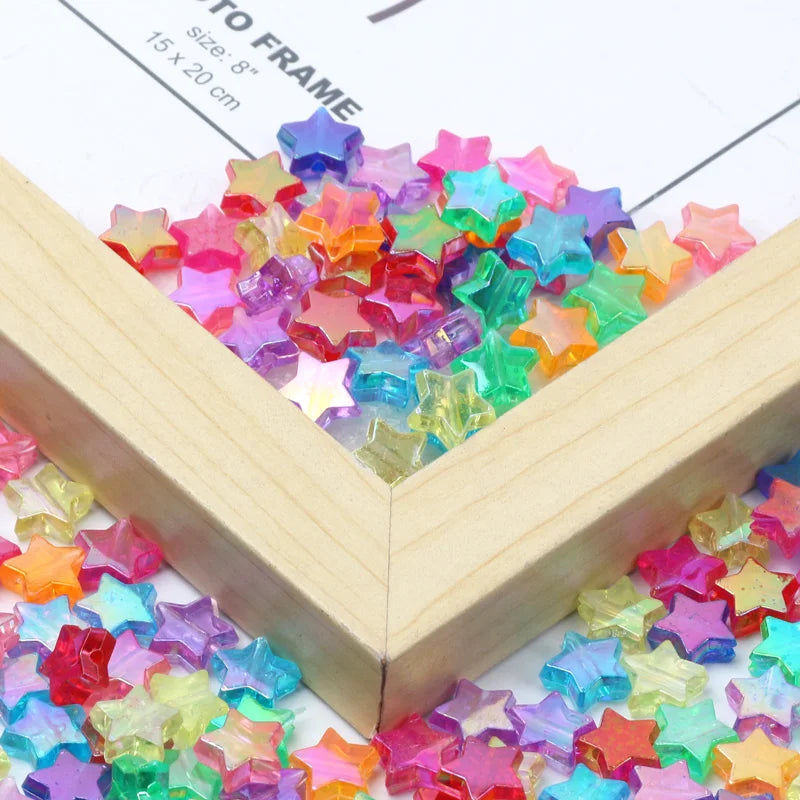 50pcs Transparent AB Color Five-pointed Star Acrylic Beads Loose