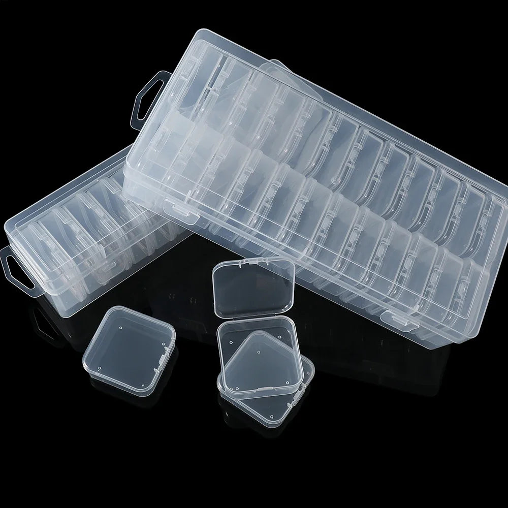 12/24/30Pcs Portable Organizer Box Small Clear Plastic Bead Storage
