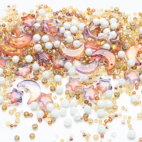 Mixed Star Moon Crystal Glass Beads Seedbeads Loose Round Pearl for