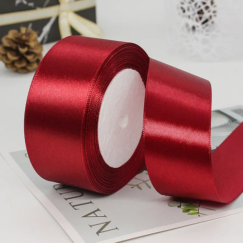 22meters 6mm-40cm Satin Ribbons Crafts Bow DIY Gift Wrap Wine Red