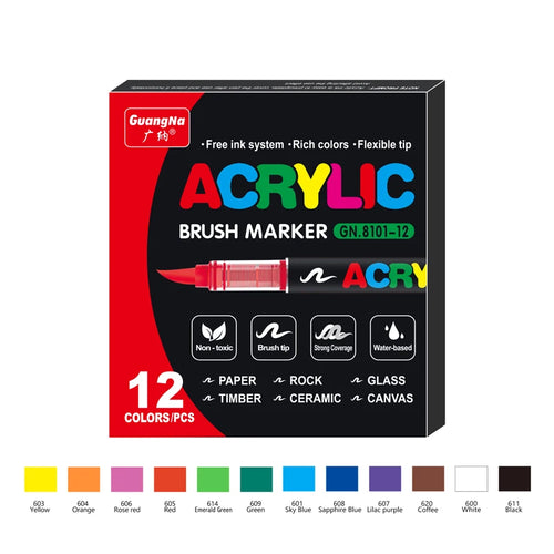 12-120 Colors Acrylic Paint Pens Markers Brush Tip Paint Markers For