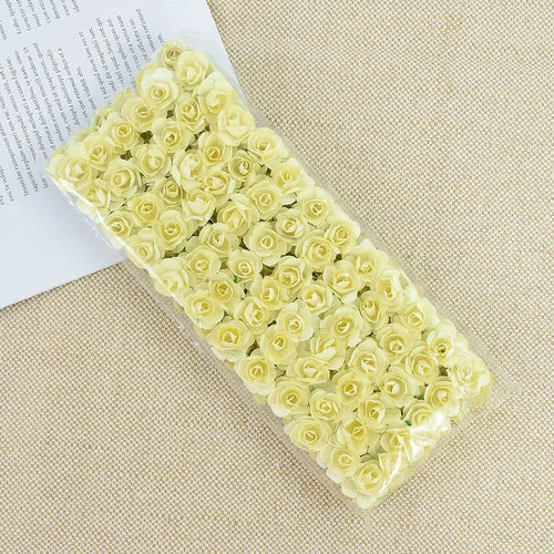 144pcs 2cm Artificial Mini Paper Rose Bouquet for Wedding Party