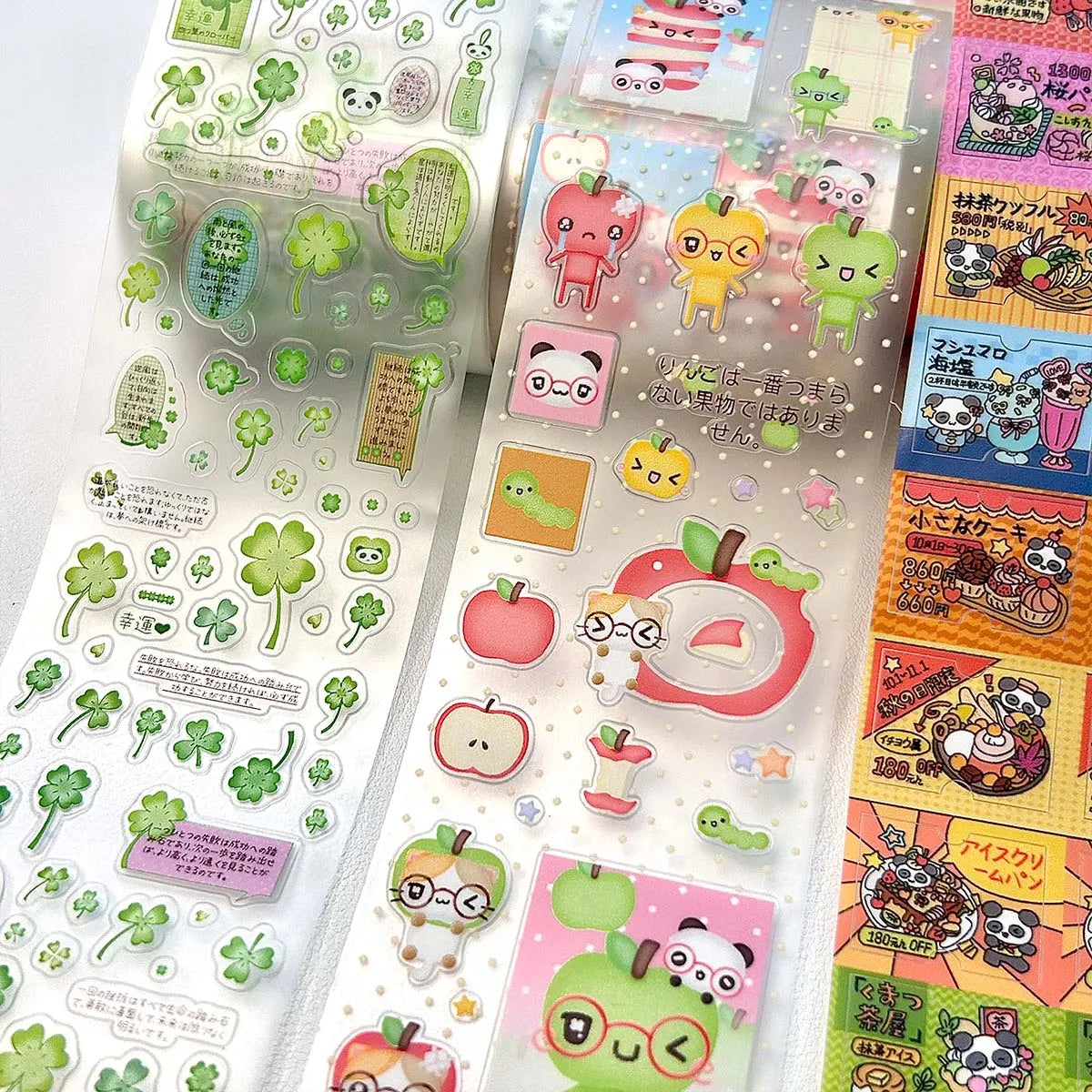 Vintage PET Sticker Tapes Four-leaf Clover Deco Stickers for