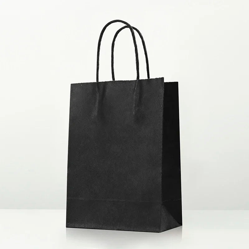 10 pcs Kraft Bag Paper Gift Bags Reusable Grocery Shopping Bags for