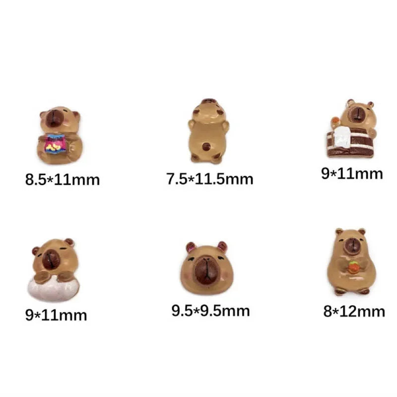 50Pcs Cartoon Cute Resin Capybara Nail Charms Creative Hamster Animal