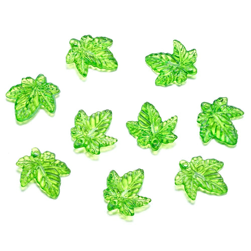 10-100pcs Green Acrylic Leaf Charms Leaves Beads Pendants For Diy