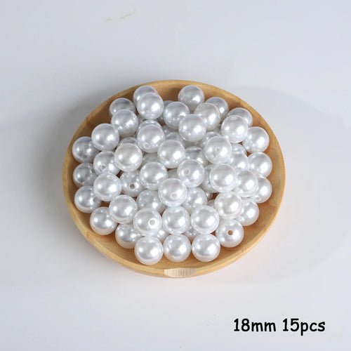 3-20mm 10-1000pcs straight hole ABS imitation pearl beige white