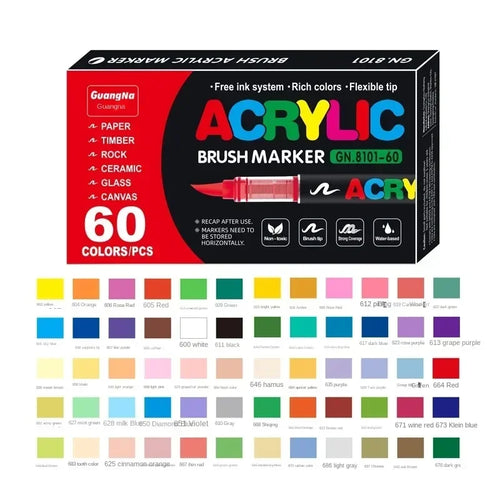 12-120 Colors Acrylic Paint Pens Markers Brush Tip Paint Markers for