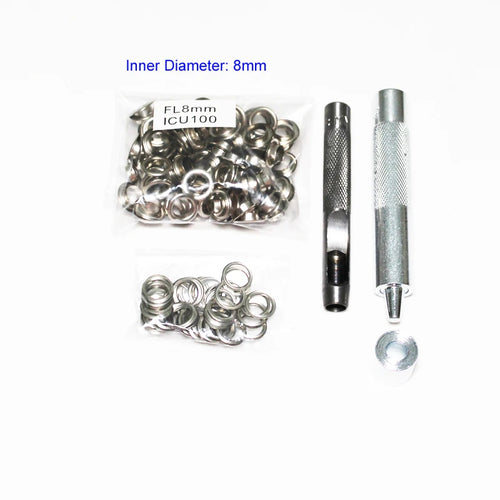 4mm-14mm 100 Set Silver Eyelet and Eyelet Punch Die Tool Set Metal