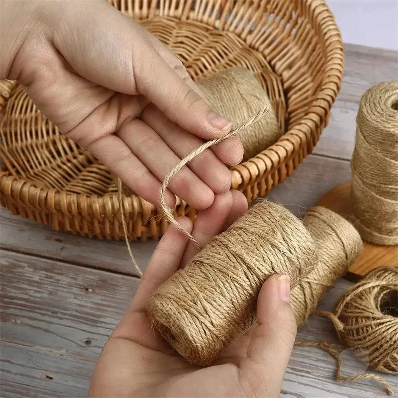 50/80/100M1- 2mm Natural Jute Rope String Ribbon Crafts DIY Vintage