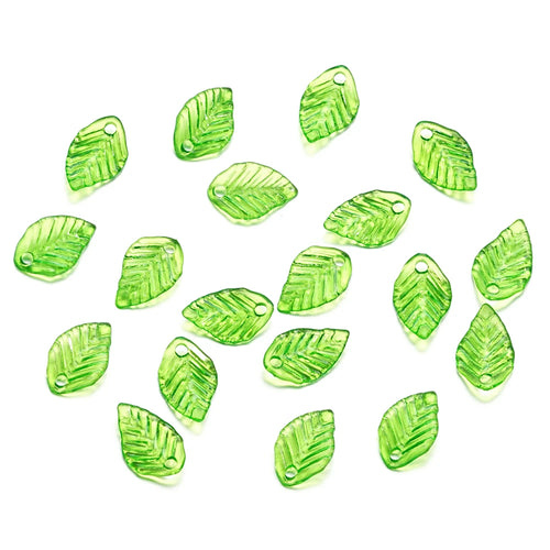 10-100pcs Green Acrylic Leaf Charms Leaves Beads Pendants For Diy