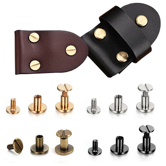 10Sets Metal Solid Screw Nail Rivet Double Curved Head Belt Strap