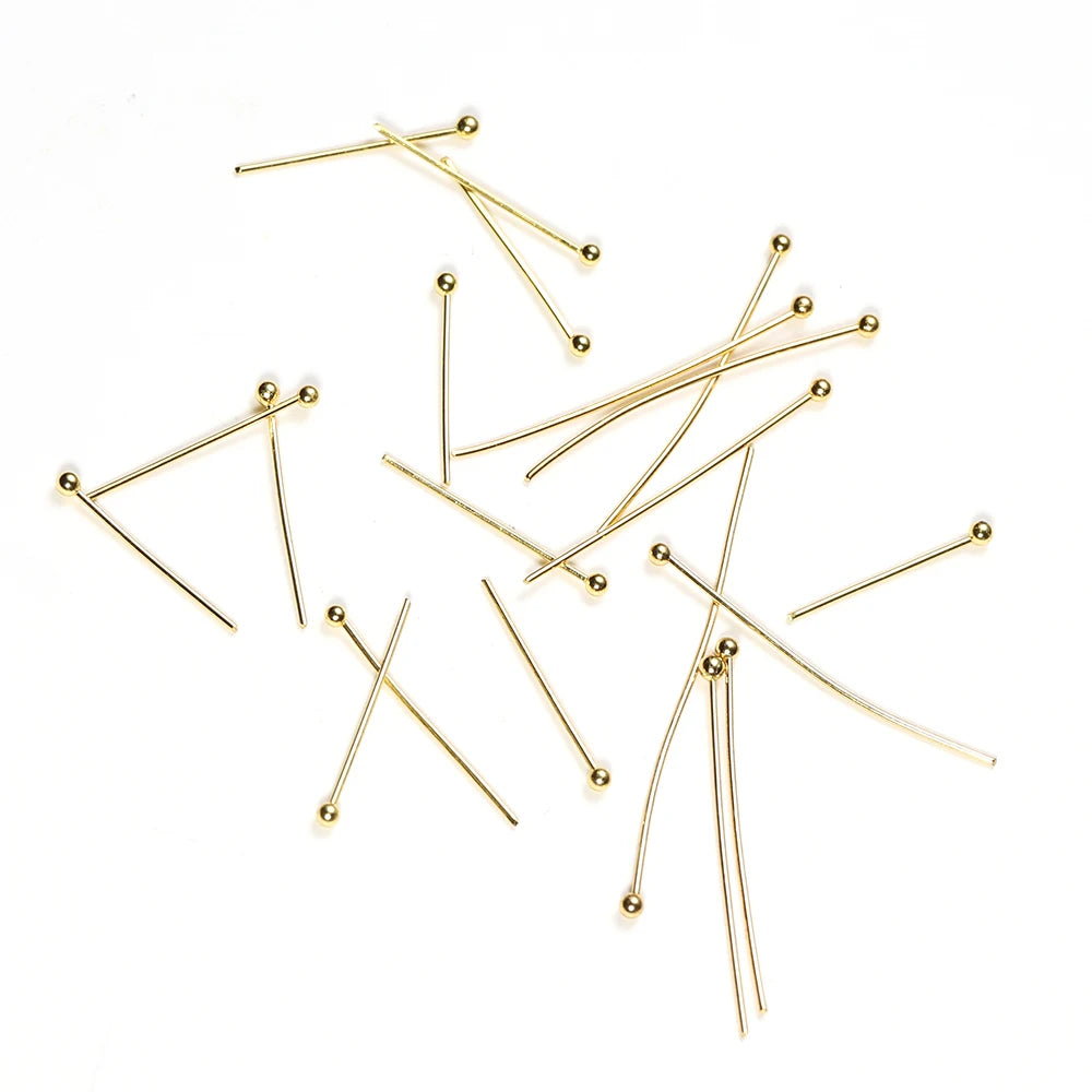 50Pcs 0.6mm Stainless Steel Water Gold Plated Head Pins DIY Earrings
