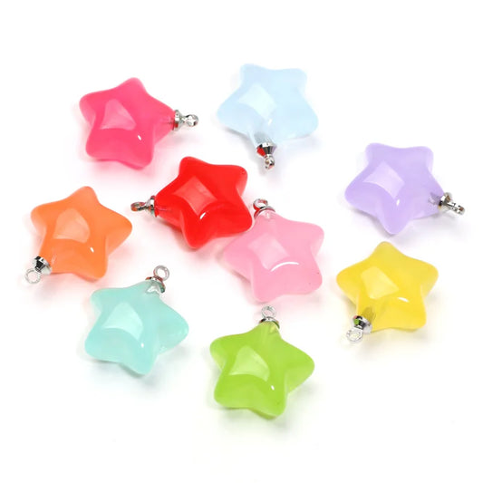 10pcs/lot Mixed Resin Star Charms For Diy Bracelets Necklaces Earrings