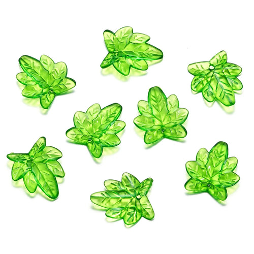10-100pcs Green Acrylic Leaf Charms Leaves Beads Pendants For Diy
