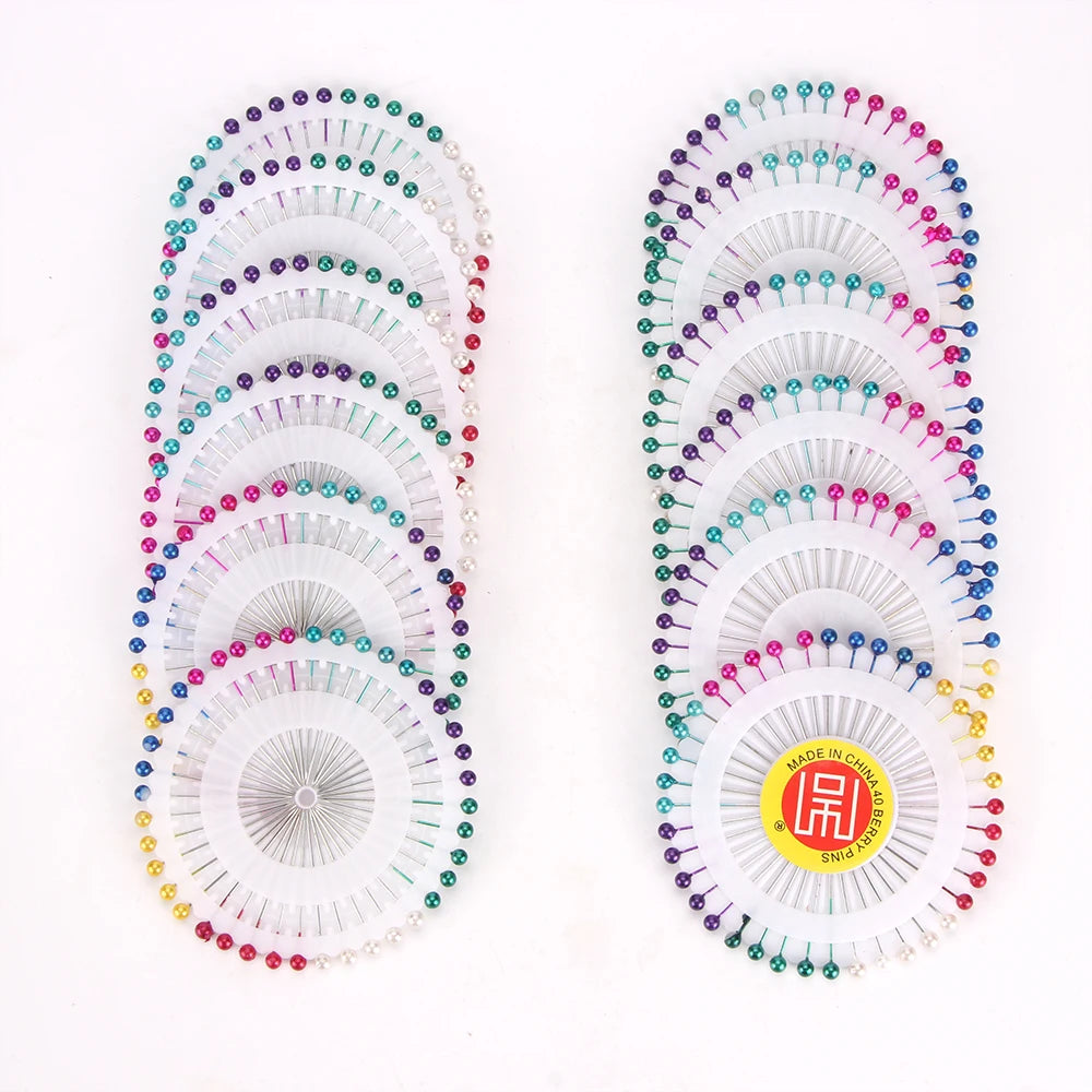 480Pcs Sewing Pins Straight Pins Head Pins Colorful White Round Pearl