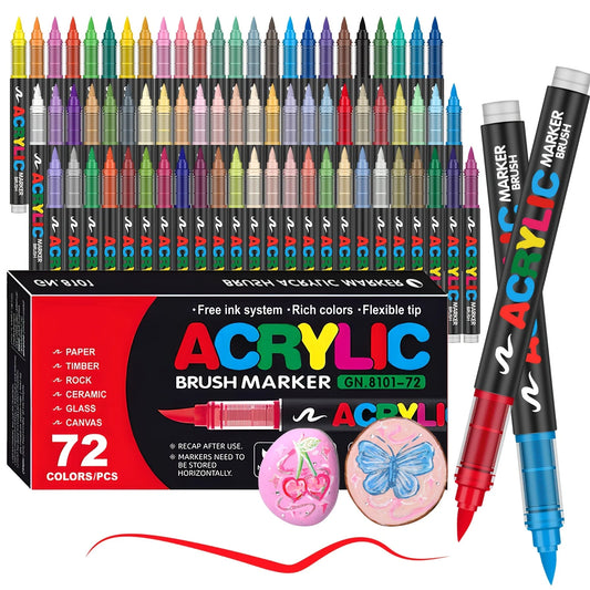 12-120 Colors Acrylic Paint Pens Markers Brush Tip Paint Markers for