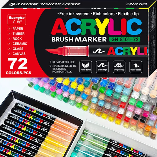 12-120 Colors Acrylic Paint Pens Markers Brush Tip Paint Markers For