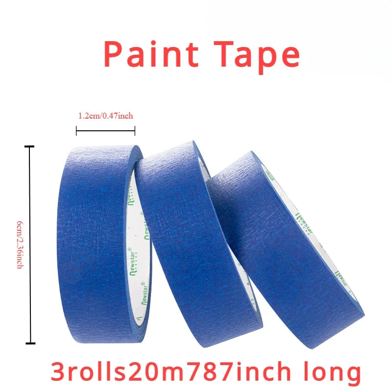 3 - Roll Set of Multi - Surface Paint Tape: 20m/Roll, for Wall