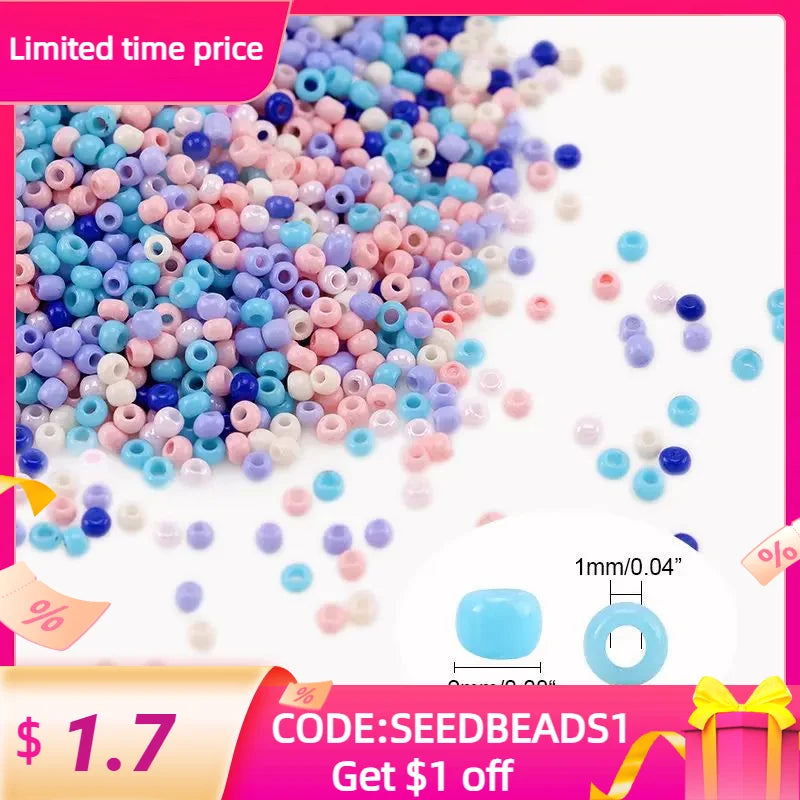 2mm Glass Seed Beads Kit Bracelet Making Kit Small Beads Assortment