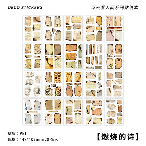 JIANQI 20 pcs PET Die cut Stickers book Plant Flower Label Decorative