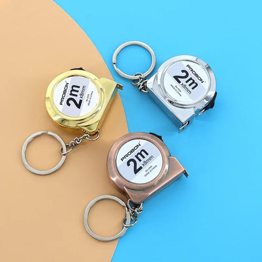 Portable Mini Tape Measure Retractable 2m Mild Steel Keychain Design