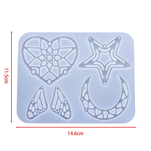 Earring Pendant Silicone Mold Epoxy Resin Jewelry Making Molds Heart