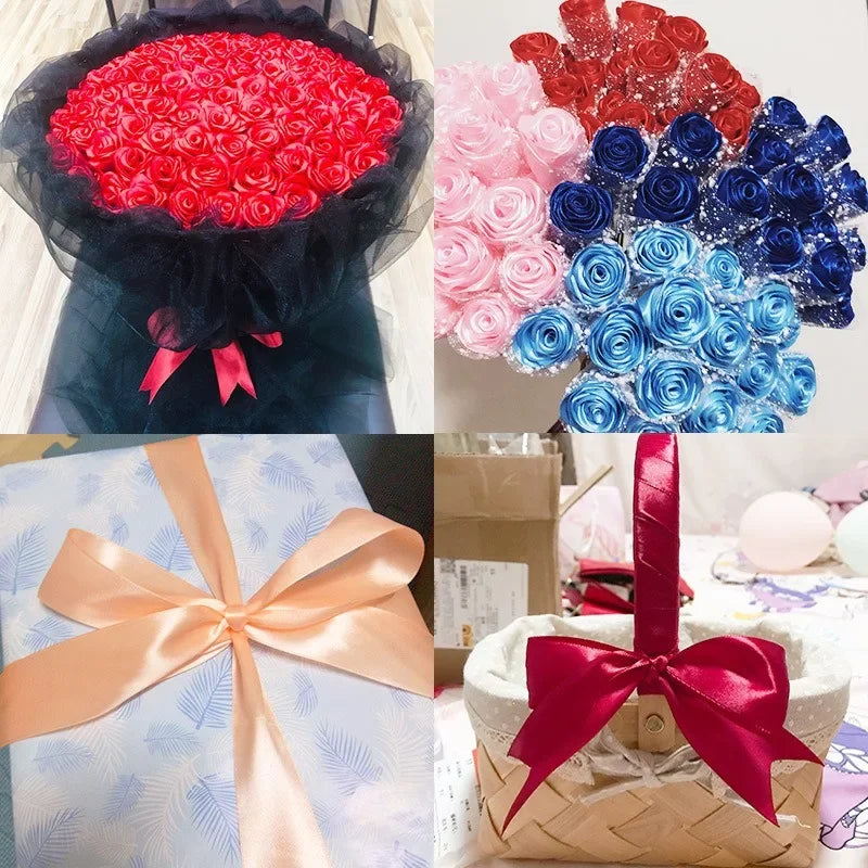22meters 6mm-40cm Satin Ribbons Crafts Bow DIY Gift Wrap Wine Red