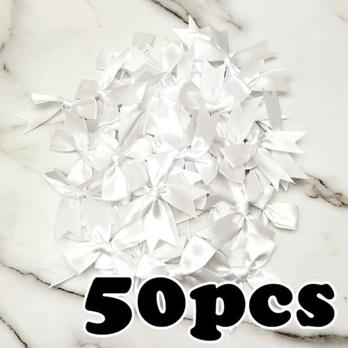 (50pcs) 1 inch fresh pink ribbon bows Polyester Satin Bow Flower DIY