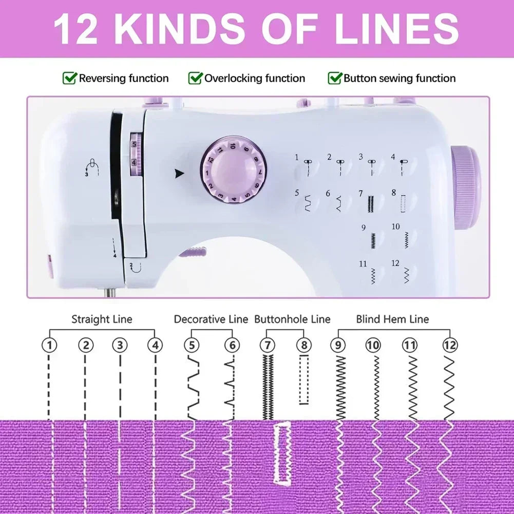 Portable Sewing Machine for Beginners Mini Electric Household Crafting