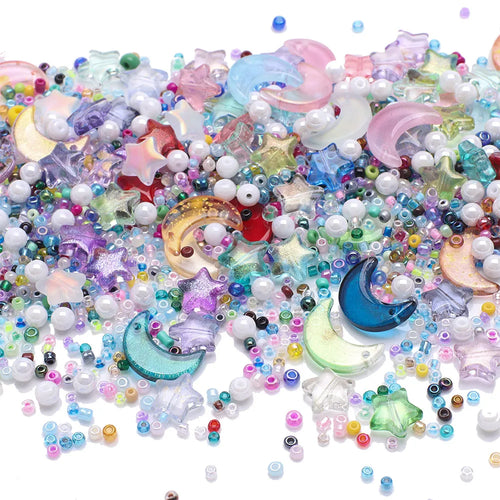 Mixed Star Moon Crystal Glass Beads Seedbeads Loose Round Pearl for