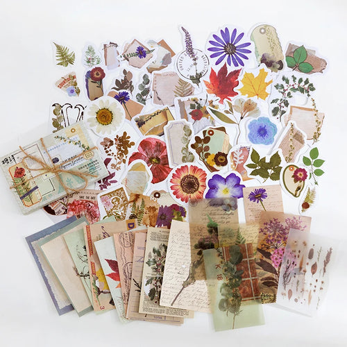 Yoofun 60pcs/pack Multi-Material Sticker Pack Vintage Mushroom Plants