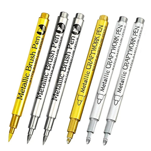 4/6pcs Waterproof Permanent Metallic Brush Paint Marker Pens DIY Resin