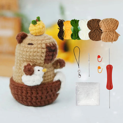Capybara crochet Kit, Cute Animal Crochet Kit set, Christmas Gift,