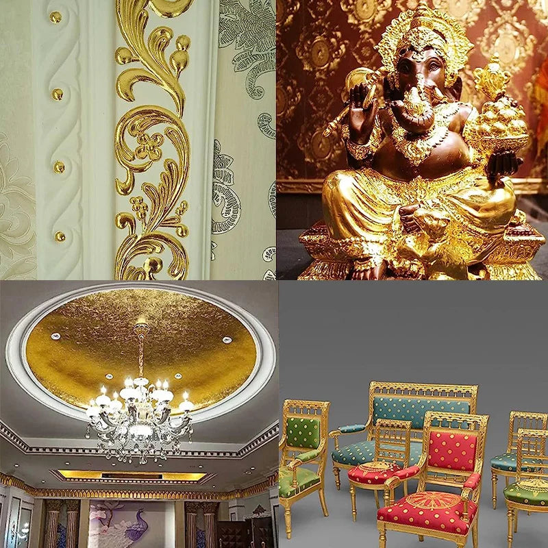 100 Sheets DIY Nail Gold Leaf Sheets Painting Gold Leaf Paper Art
