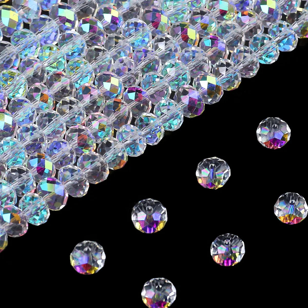 Austrian Crystal White AB Glass Beads 3/4/6/8Mm Transparent With Hole