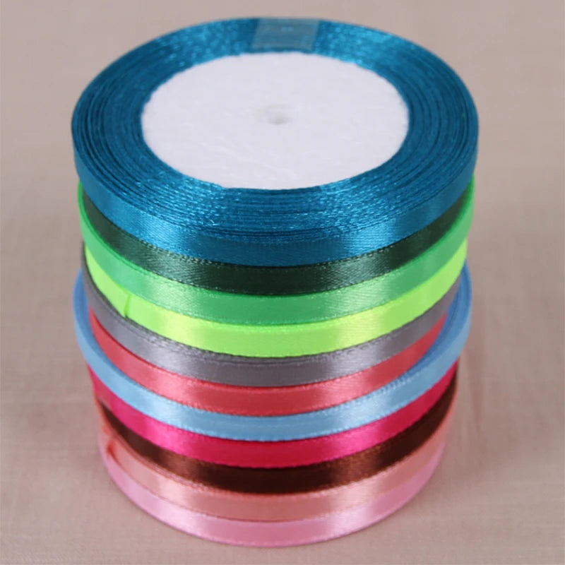 25yards/roll 6mm Satin Ribbon DIY Handmade Crafts Fabric Christmas