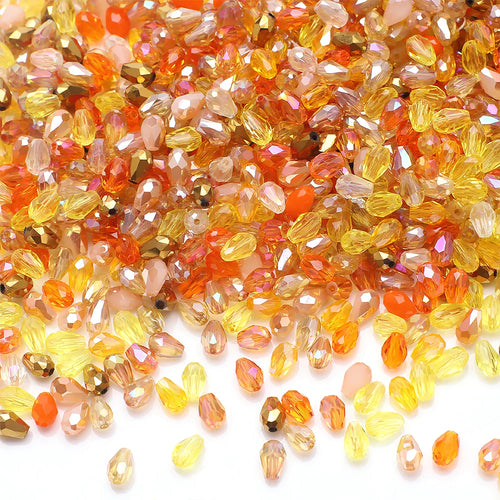 100Pcs/Lot 4x6mm AB Mixed Color Tear Drop Faceted Crystal Glass Beads
