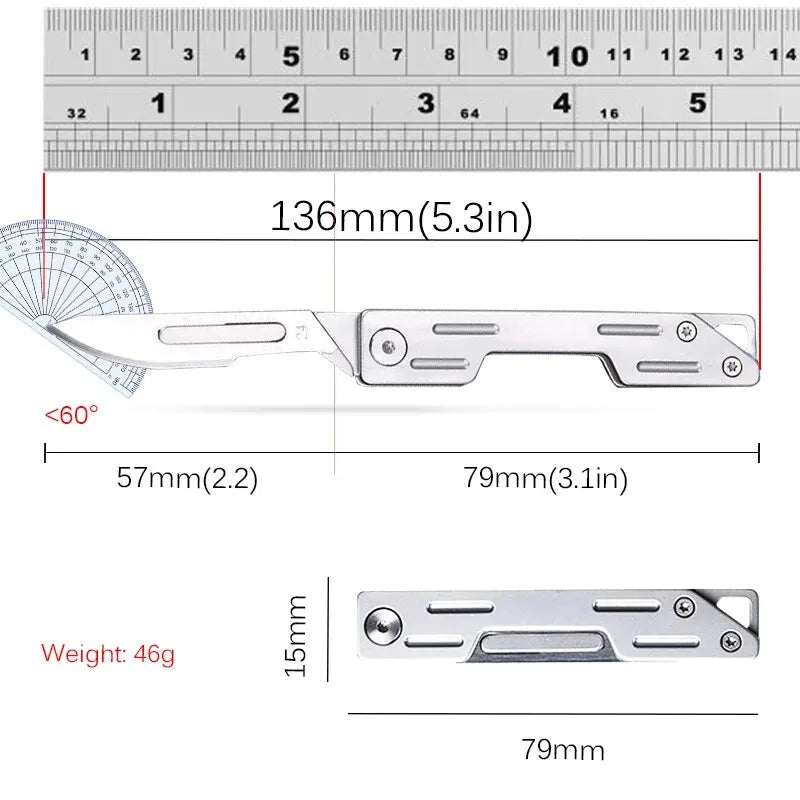 Folding Knife Stainless Steel Pocket Knife With 9 Replaceable Blades,