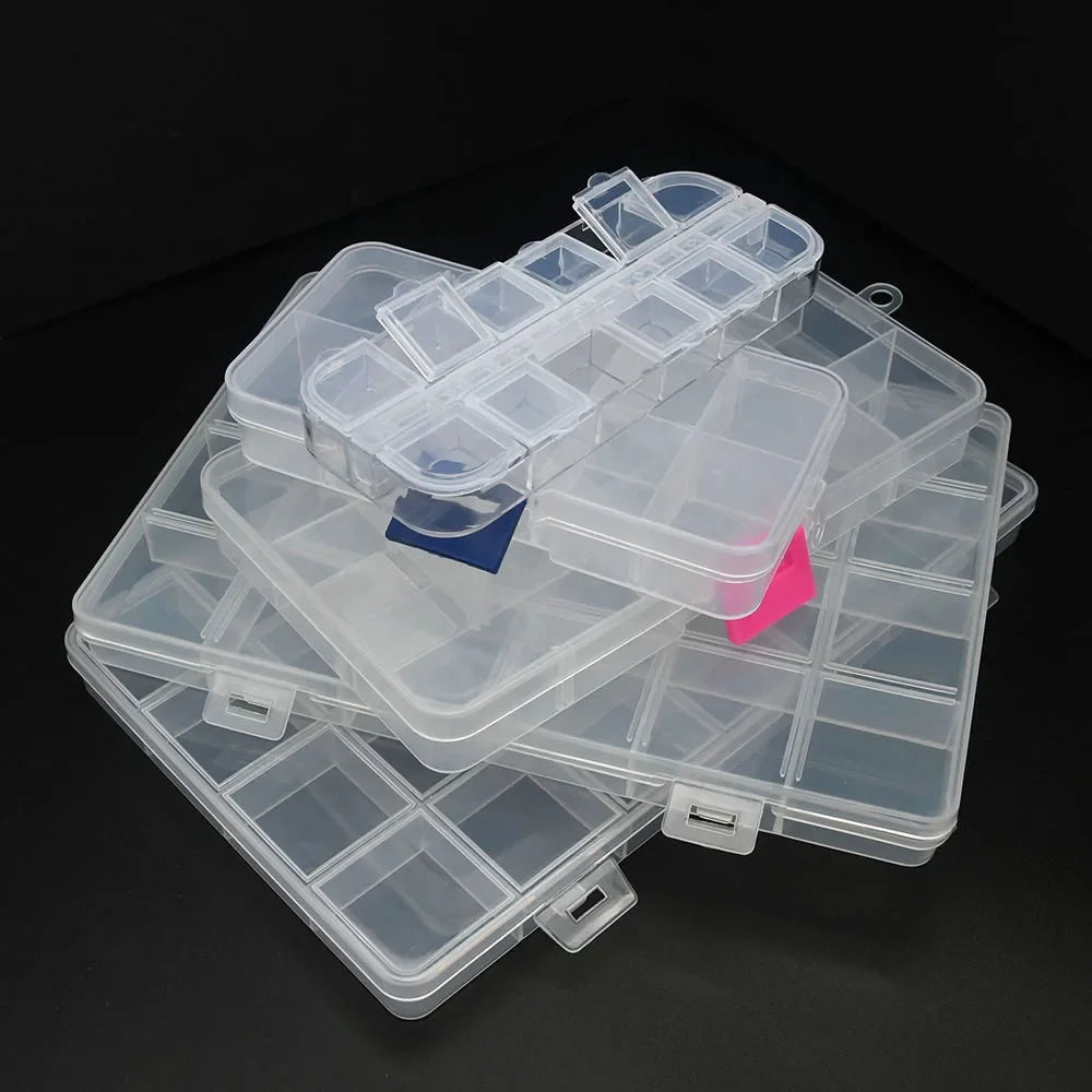 6-32 Compartments Plastic Storage Box Organizer Jewelry Container with